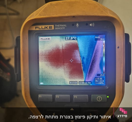 מד חום תרמי מציג תמונה צבעונית של טמפרטורה
